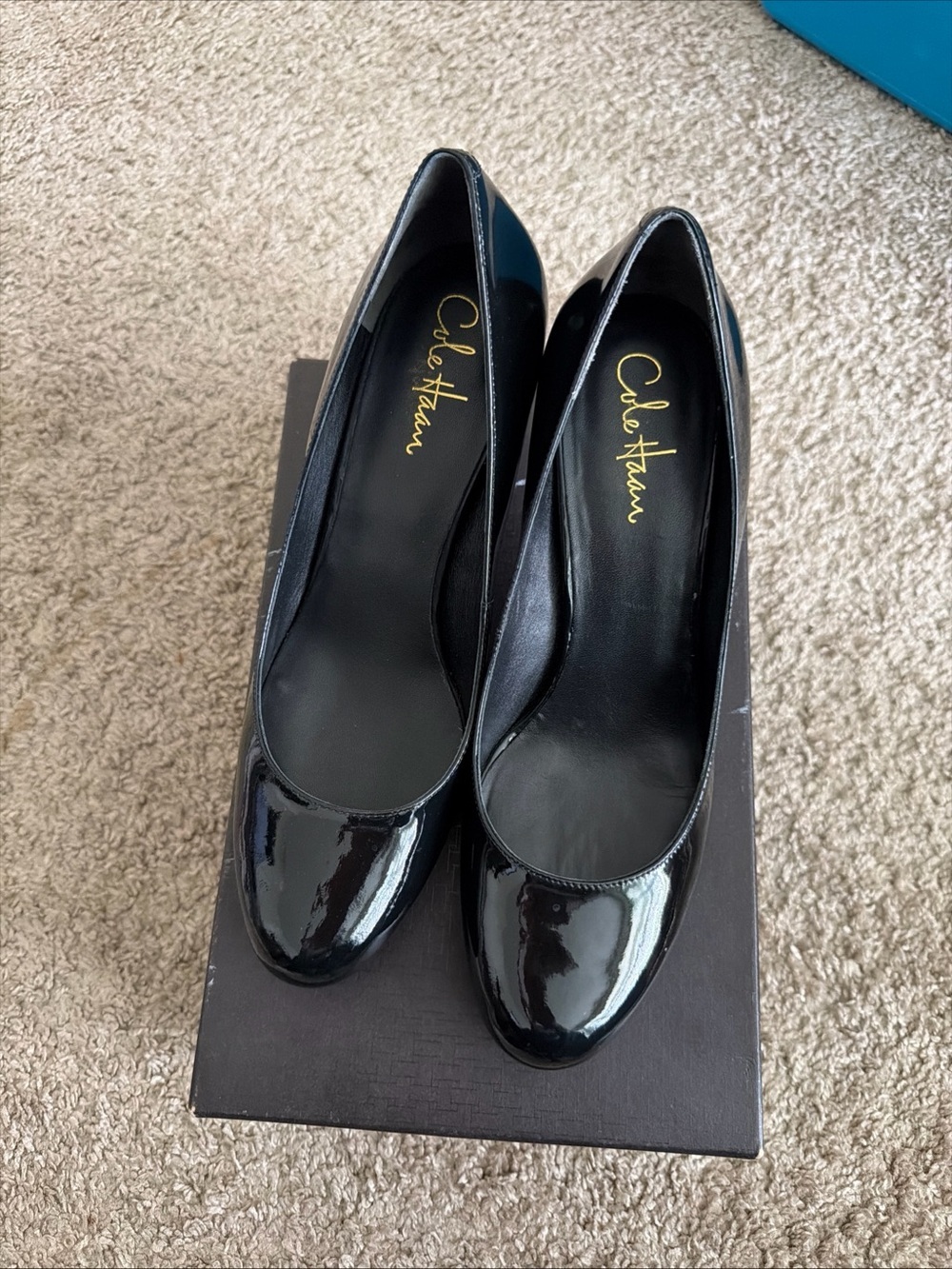 Cole Haan Black Patent Leather Round-Toe Pumps